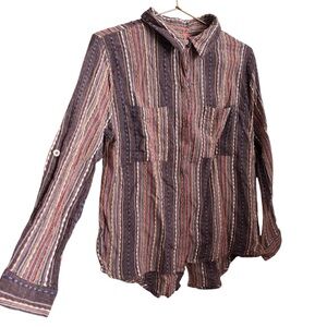 5for20 Chelsea & Violet striped high low button down cotton blouse